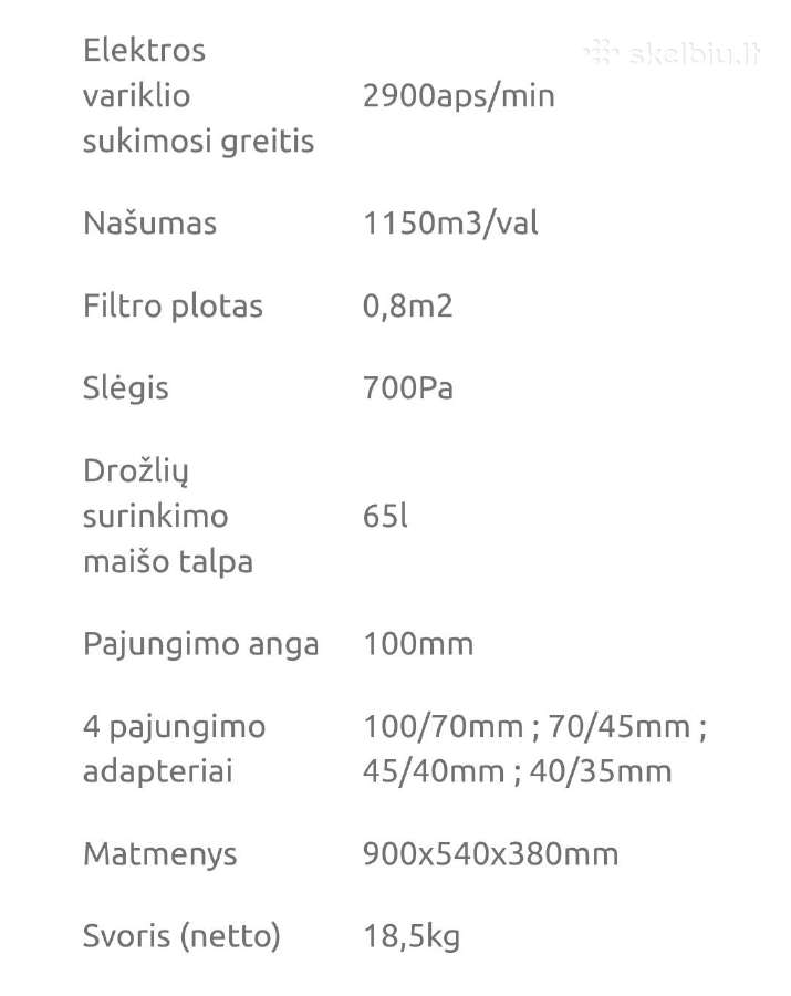 Dulkių surinkėjas Zi-asa550 - nuotraukos Nr. 3