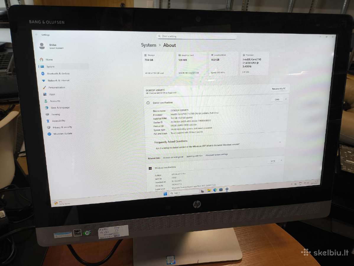 23" All in one Su Defektu i3-6100, 8gb Paskutinis
