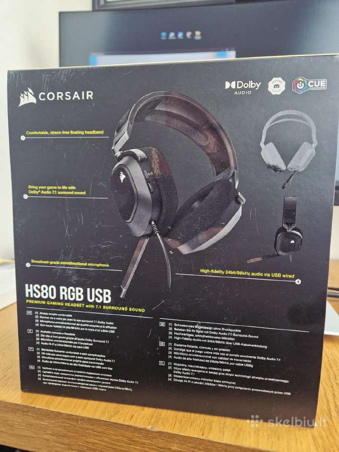 Corsair Gaming Hs80 Rgb Usb Carbon (Juodos) - nuotraukos Nr. 4