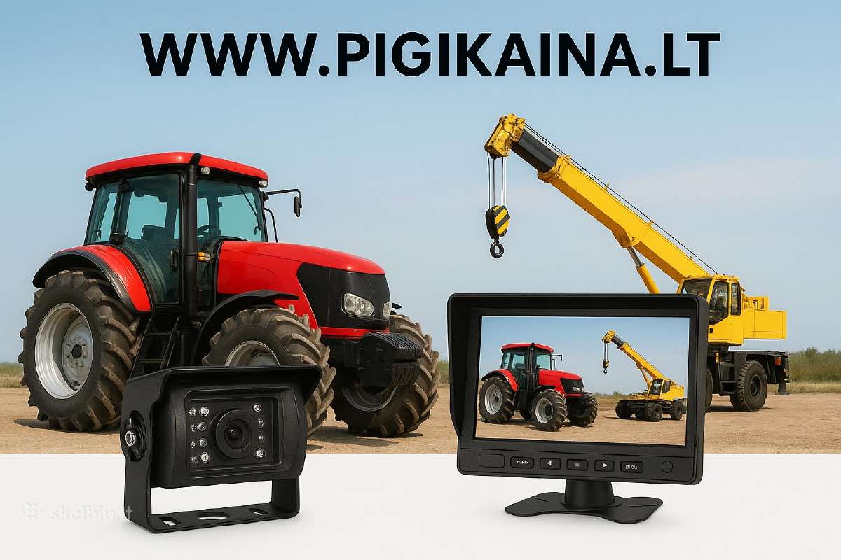 LCD monitorius 8 colių ir dvi galinio vaizdo kamer