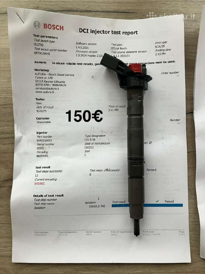 Parduodu Audi A4 V6 3.0l dyzelinius purkštukus