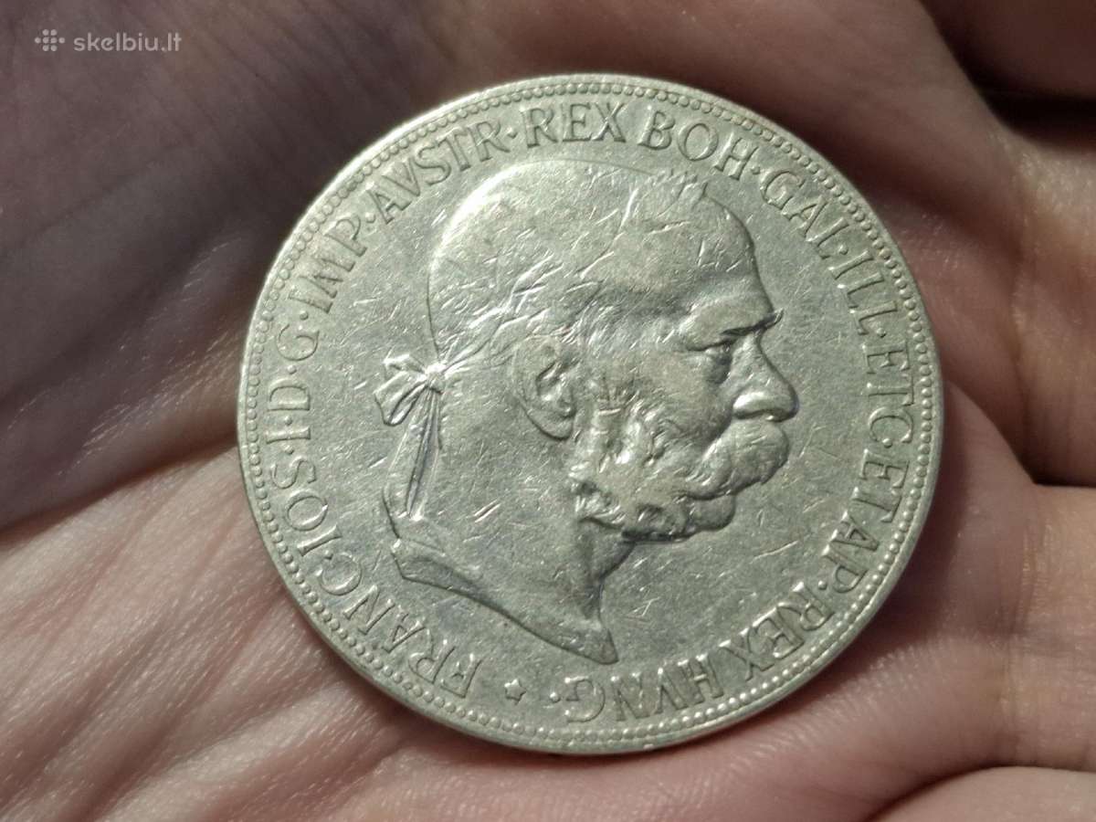 Austrija 5 kronos 1907 sidabras - nuotraukos Nr. 2