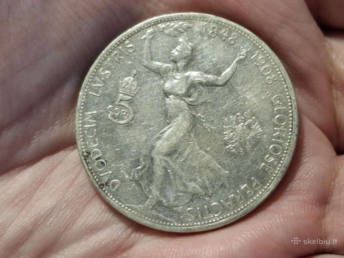 Austrija 5 kronos 1908 sidabras proginė