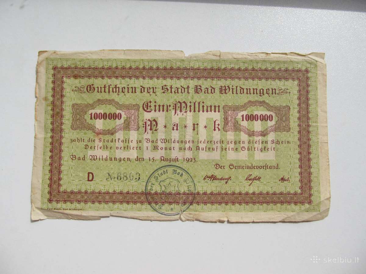1 milijonas markiu ,Bad Wildungen Vokietija , 1923