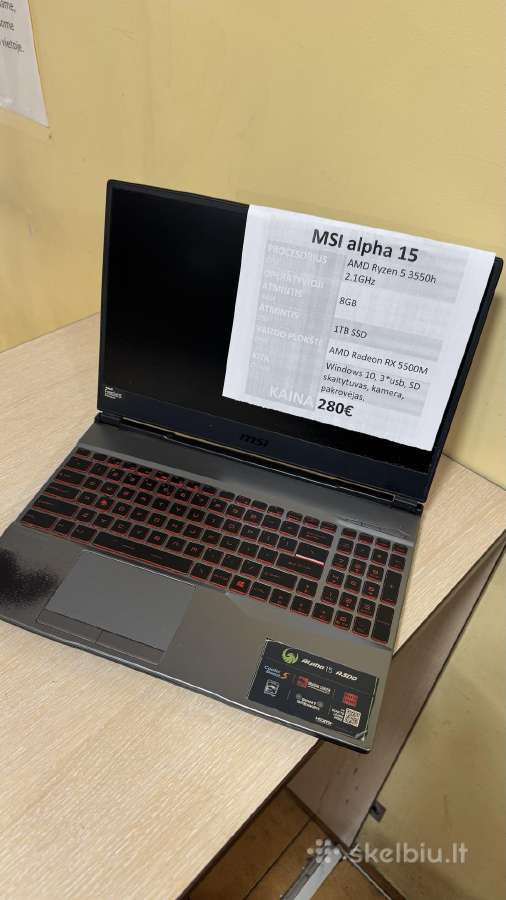 Laptopas Msi Alpha 15