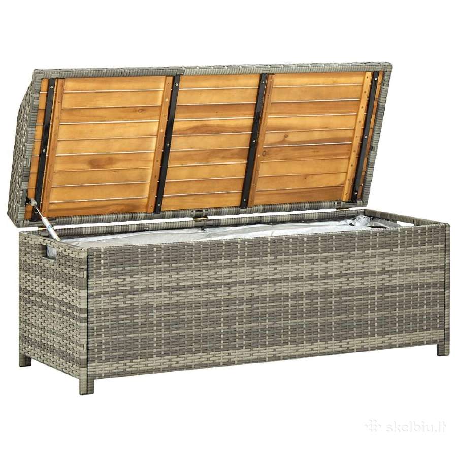 Suoliukas su daiktadėže, 120cm pintas poliratanas - nuotraukos Nr. 2