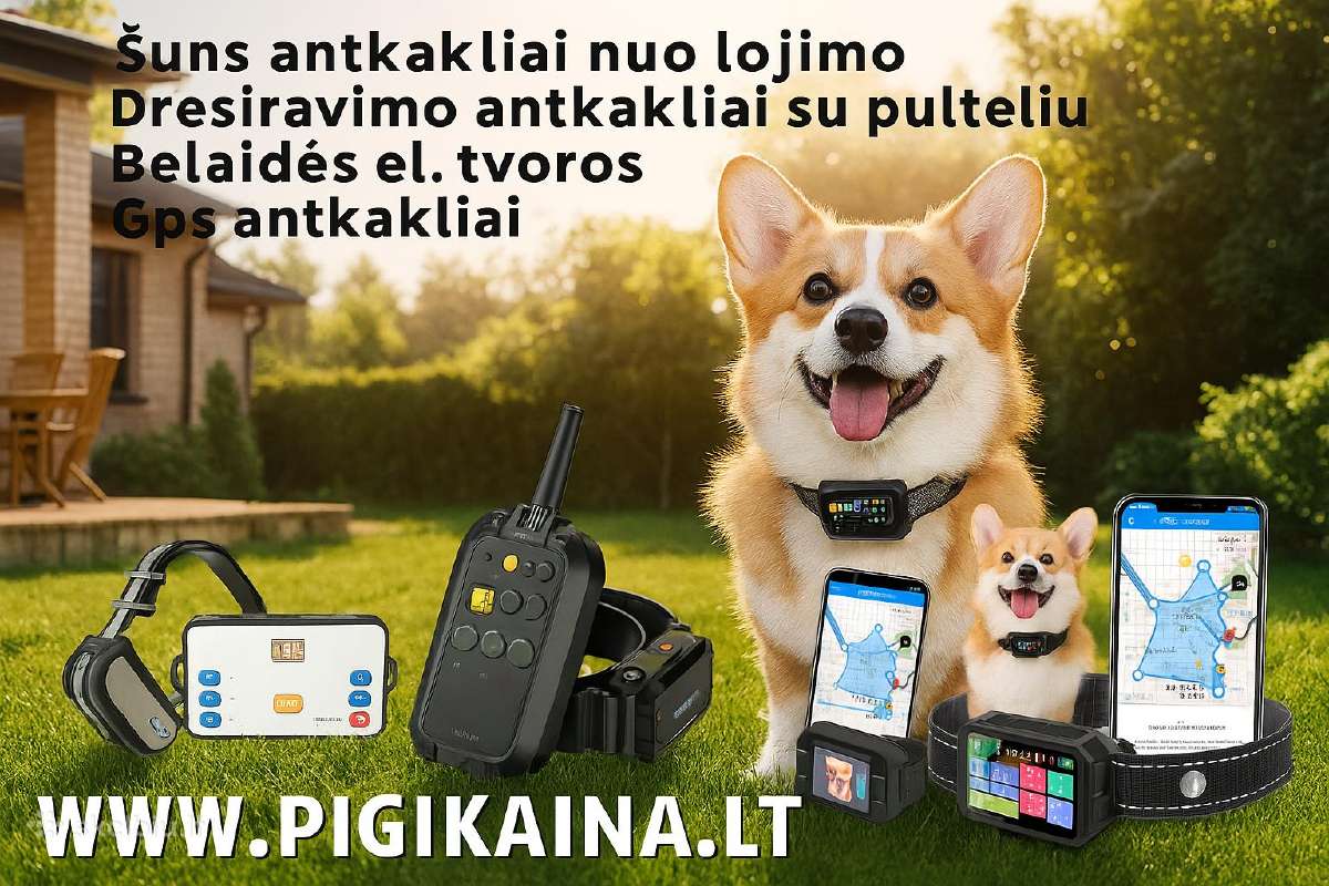 Elektrinis dresiravimo antkaklis Trims šuniukams