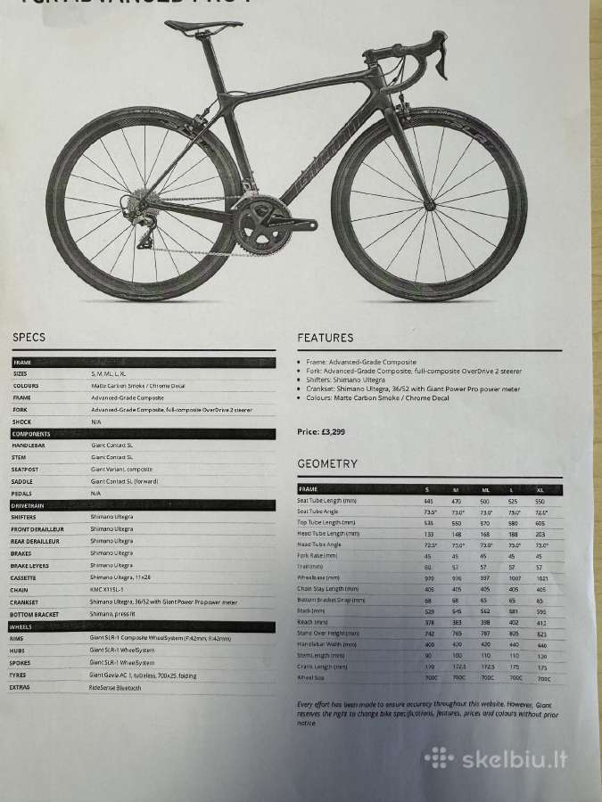Plento Dviratis Giant Tcr advanced pro 1 Ml dydis - nuotraukos Nr. 15