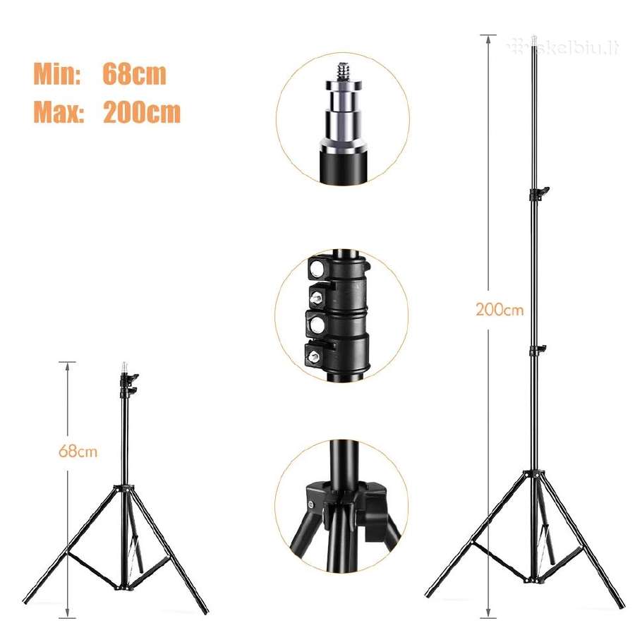 Fotostudijos komplektas su 3 fonais ir LED šviestu - nuotraukos Nr. 3