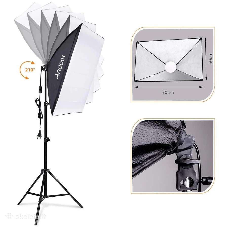 Fotostudijos komplektas su 3 fonais ir LED šviestu - nuotraukos Nr. 9