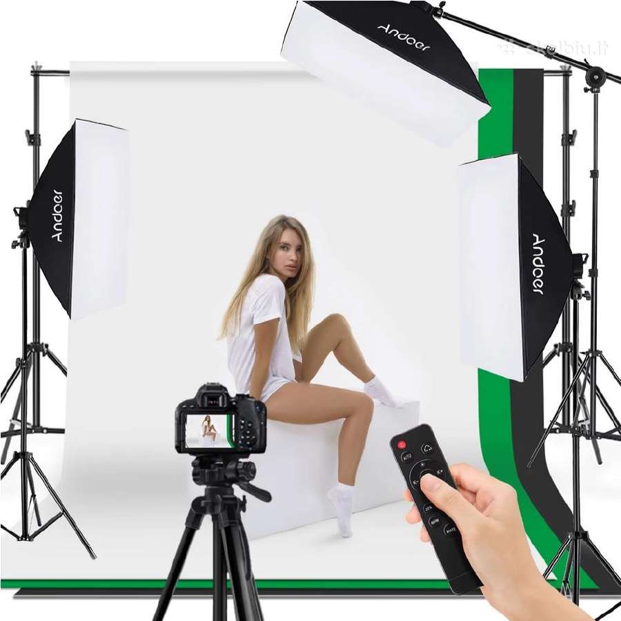 Fotostudijos komplektas su 3 fonais ir LED šviestu - nuotraukos Nr. 10
