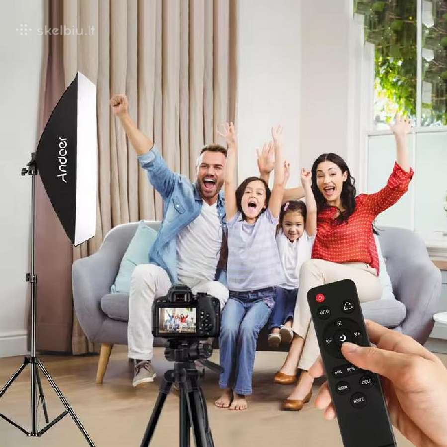 Fotostudijos komplektas su 3 fonais ir LED šviestu - nuotraukos Nr. 13