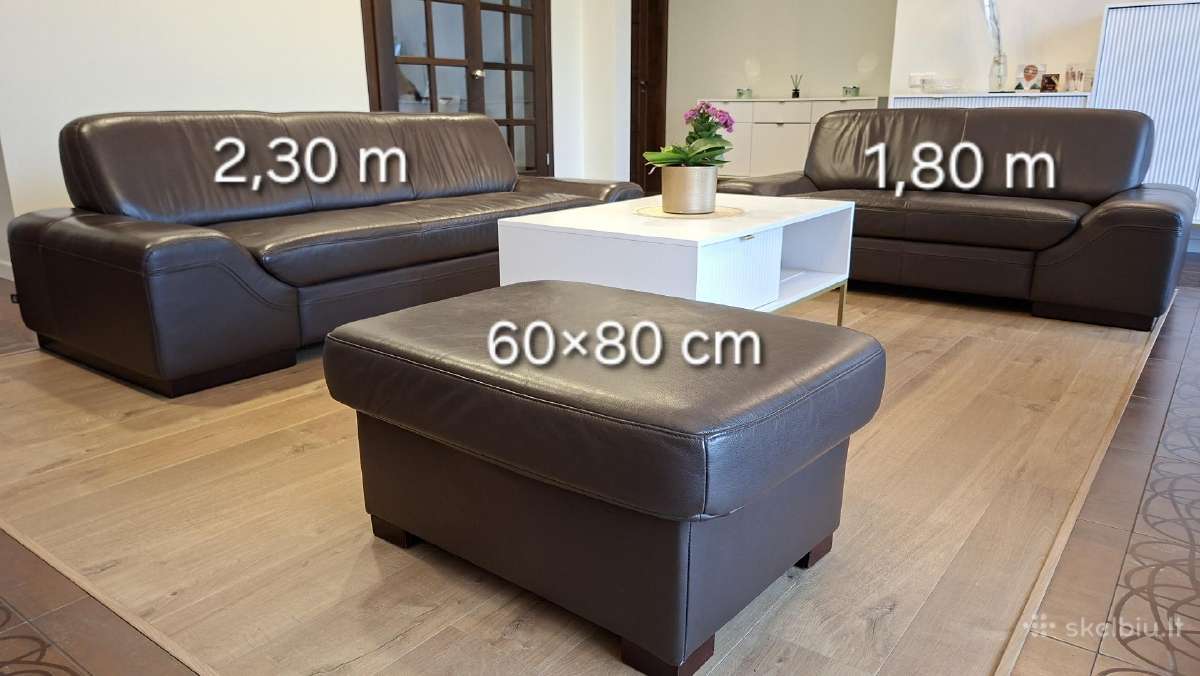 Puikus, natūralios odos svetainės komplektas - nuotraukos Nr. 2