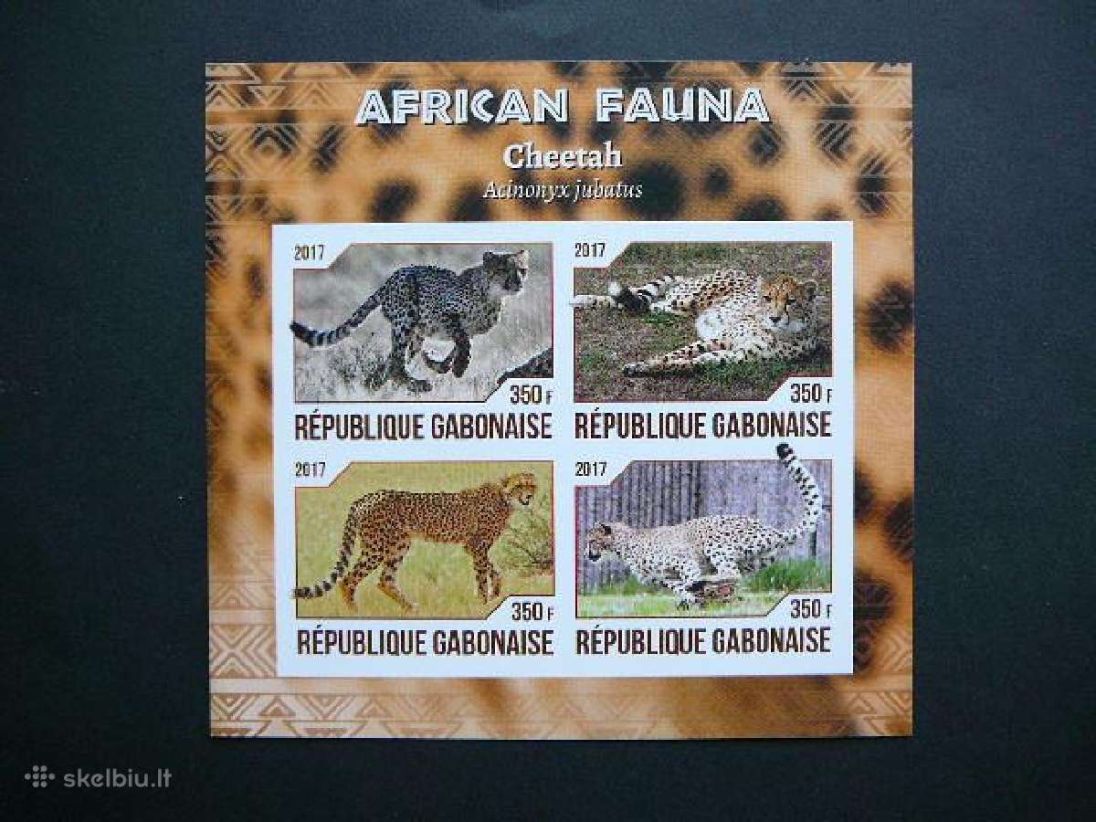 Gepardai Kates laukines Gabonas 2017 Mnh gb381