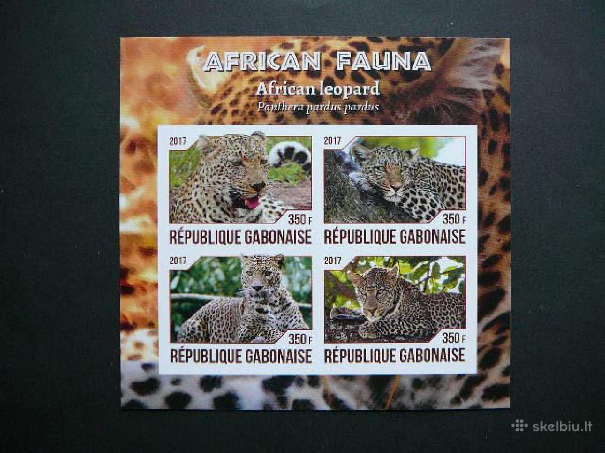 Leopardai Kates laukines Gabonas 2017 Mnh gb380