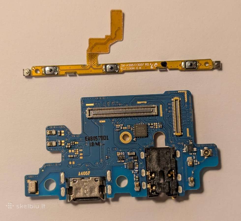 Samsung A40 mygtukų ir įkrovimo lizdo dalys