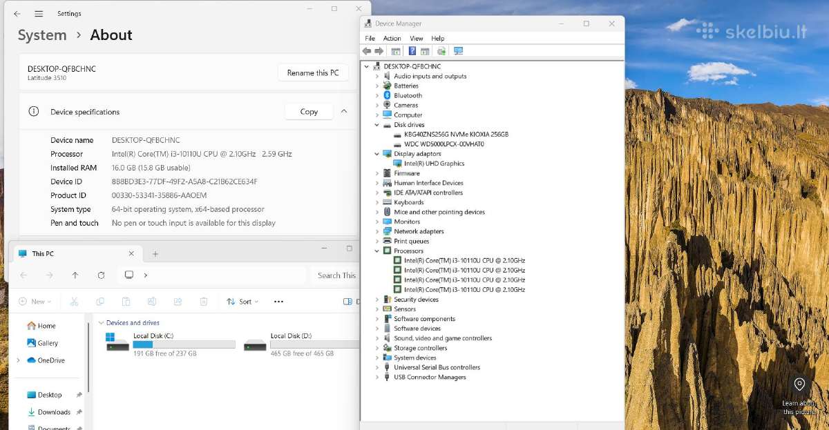 Dell Latitude 3510 16gb SSD ir HDD 15.6 - nuotraukos Nr. 9