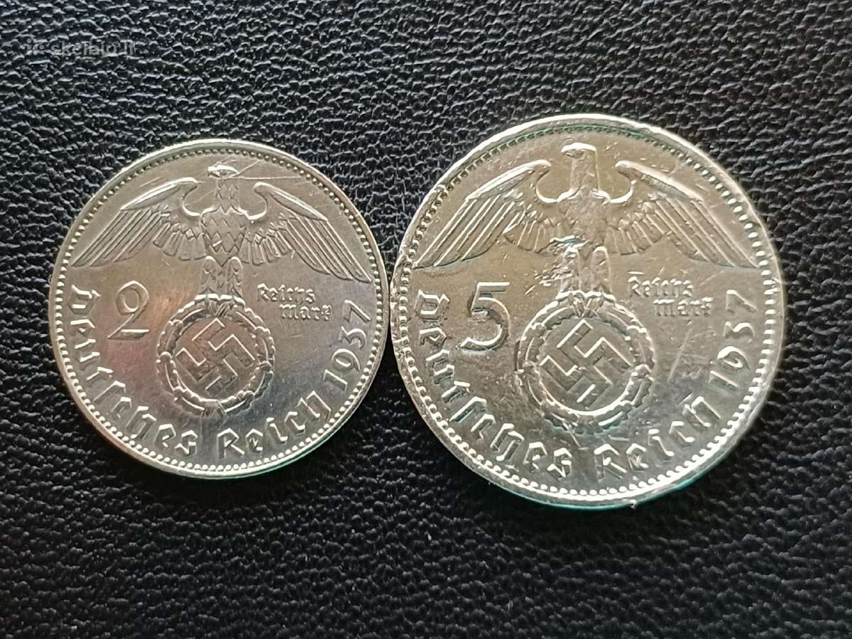 (688) 2 ir 5 markės 1937m. Vokietija sidabras