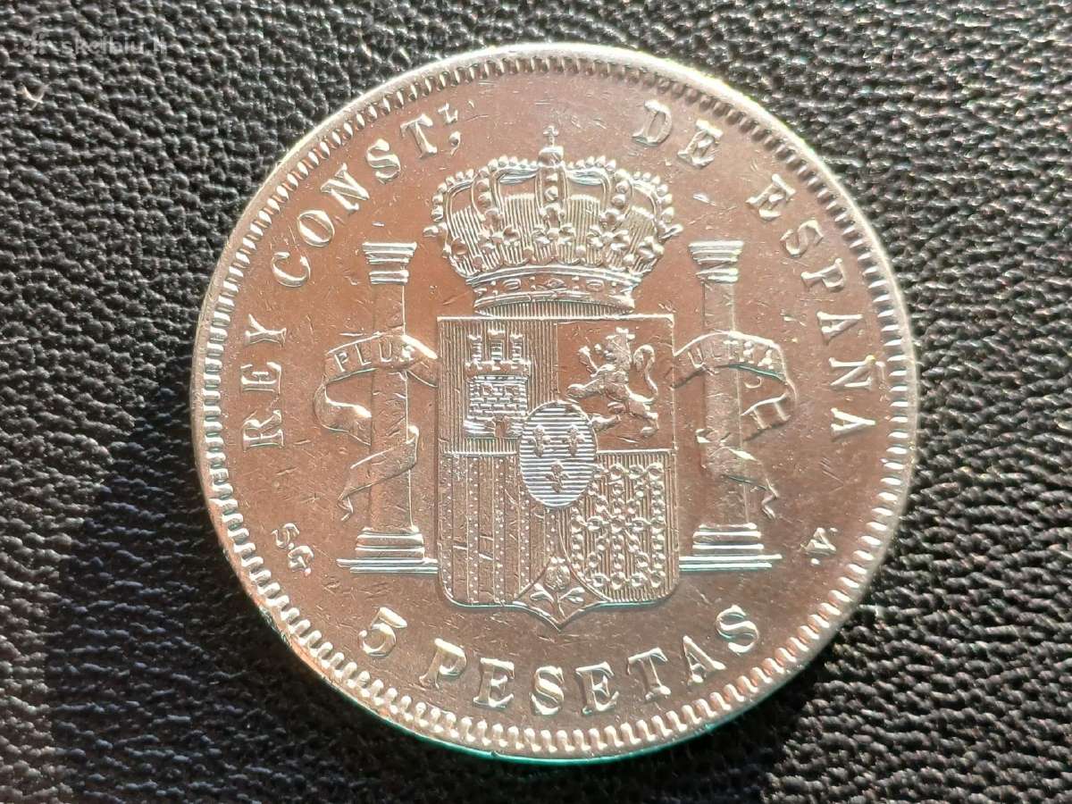 (685) 5 pesetos 1898m. Ispanija sidabras - nuotraukos Nr. 3