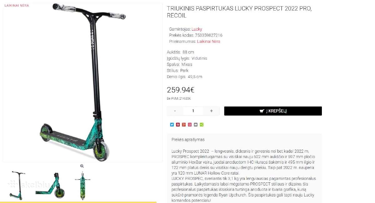 Triukinis paspirtukas Lucky - nuotraukos Nr. 5