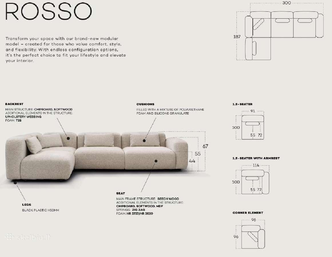 Modulinė sofa Rosso - nuotraukos Nr. 13