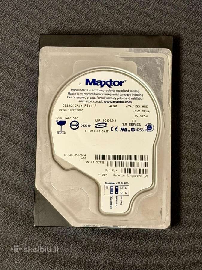 Maxtor HDD 40gb 7200rpm Ide 2mb