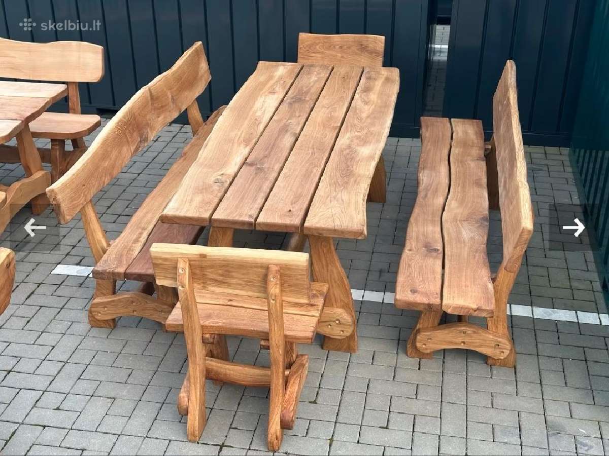 Nauji Ąžuoliniai baldai, suolai, kėdutės - nuotraukos Nr. 9