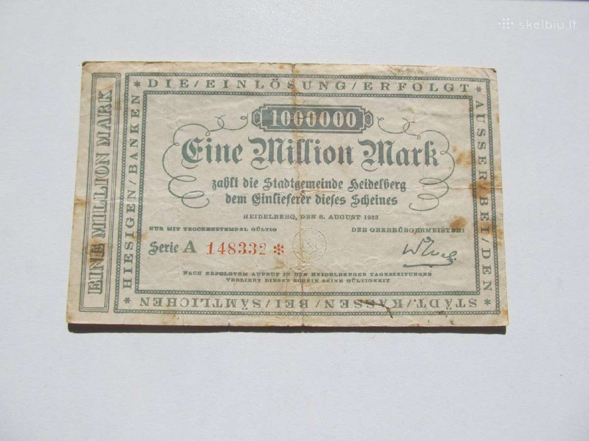 1 milijonas markiu ,Heidelberg Vokietija , 1923 .
