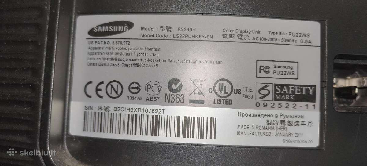Samsung B2230h - 21,5" LCD Tft Monitor - HD 1080 - nuotraukos Nr. 2