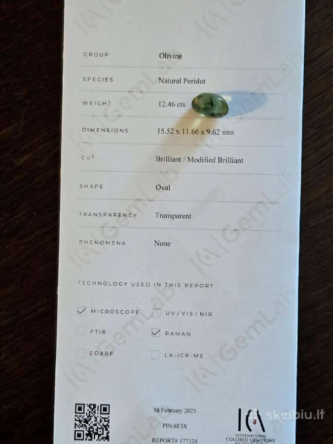 Parduoda 12,46ct natūralų peridotą - nuotraukos Nr. 2