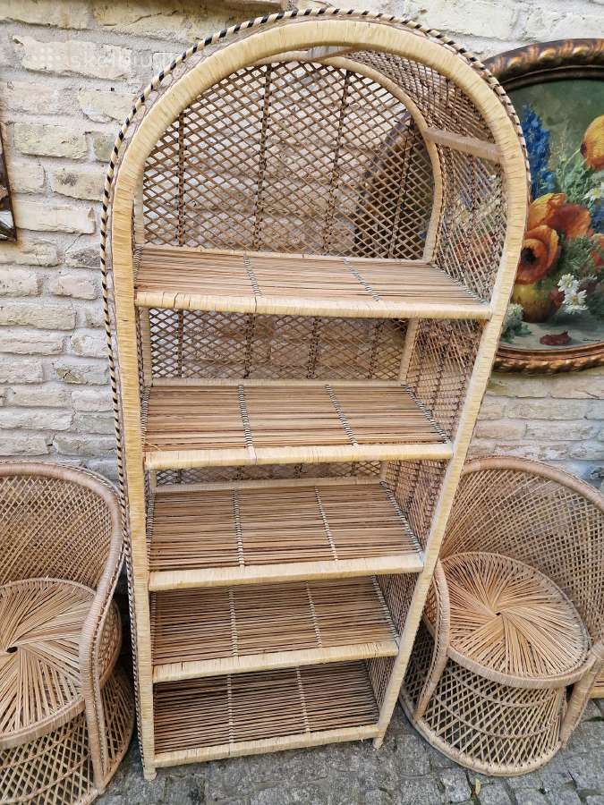 Vintažinės skelto bambuko rankų darbo etažerė - nuotraukos Nr. 5