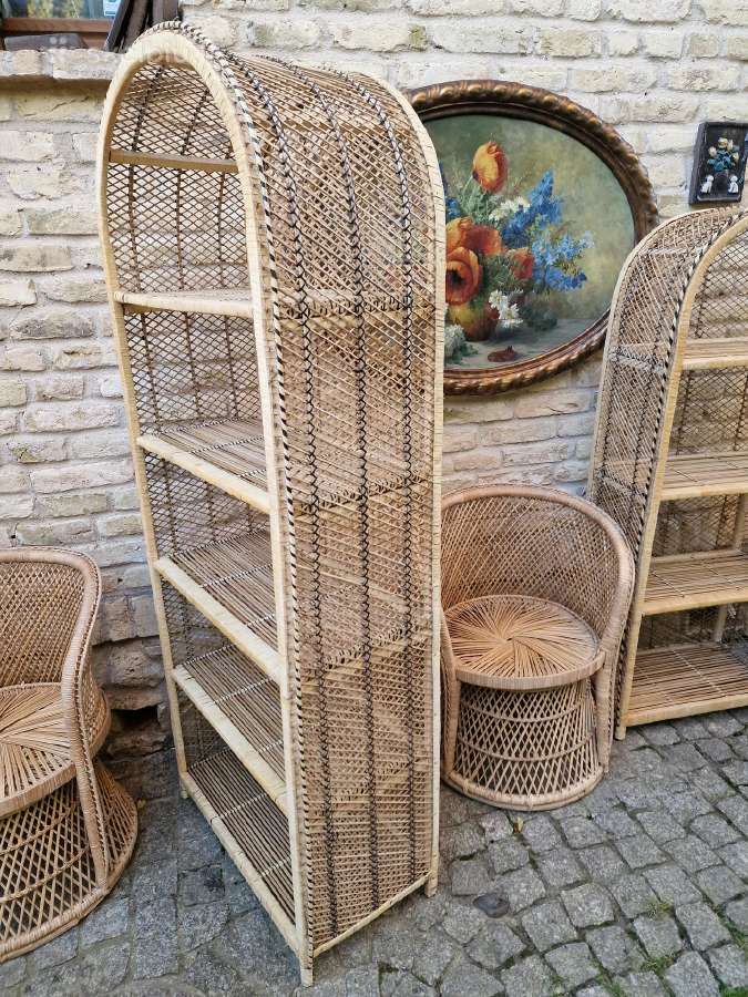 Vintažinės skelto bambuko rankų darbo etažerė - nuotraukos Nr. 6