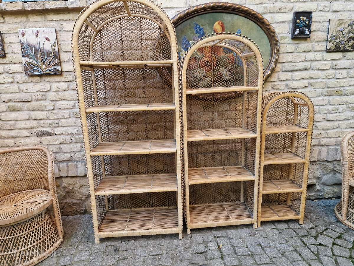 Vintažinės skelto bambuko rankų darbo etažerė - nuotraukos Nr. 7