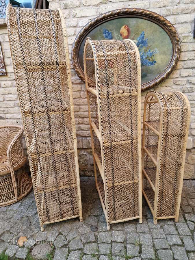 Vintažinės skelto bambuko rankų darbo etažerė - nuotraukos Nr. 8