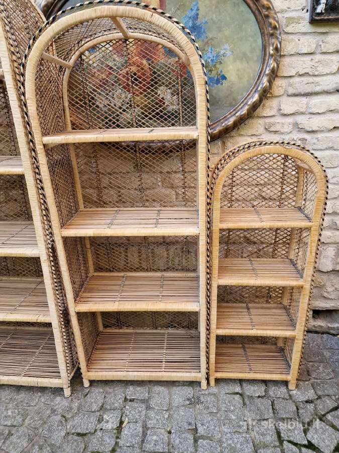 Vintažinės skelto bambuko rankų darbo etažerė - nuotraukos Nr. 9