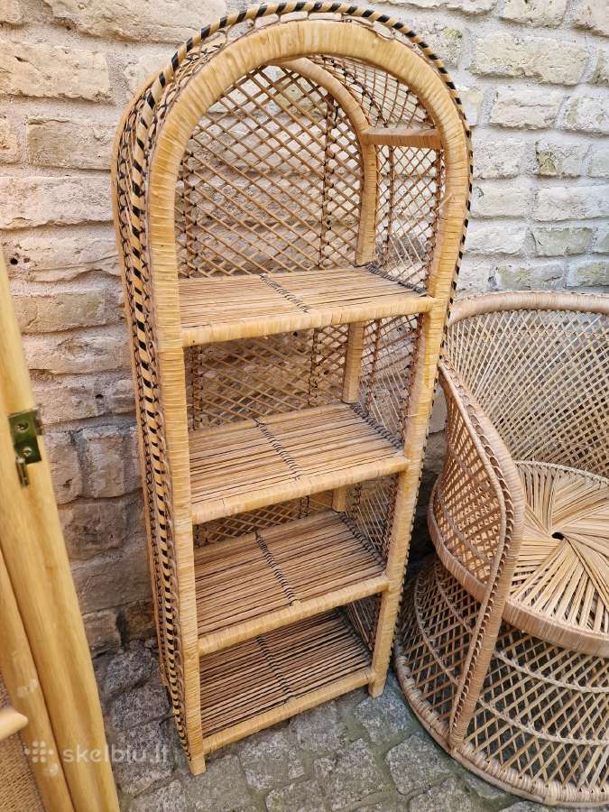 Vintažinės skelto bambuko rankų darbo etažerė - nuotraukos Nr. 12