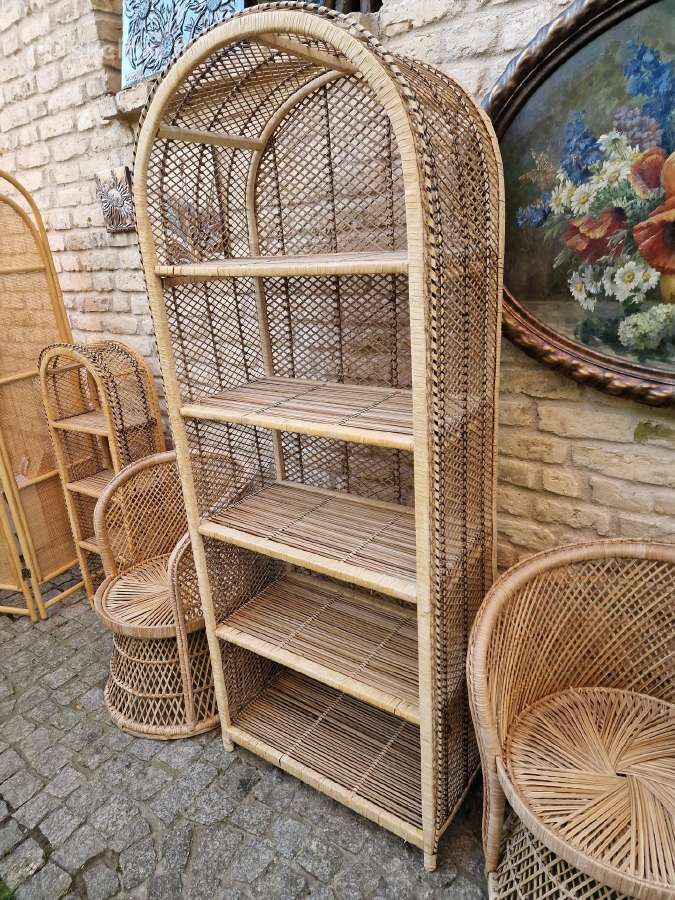 Vintažinės skelto bambuko rankų darbo etažerė - nuotraukos Nr. 19