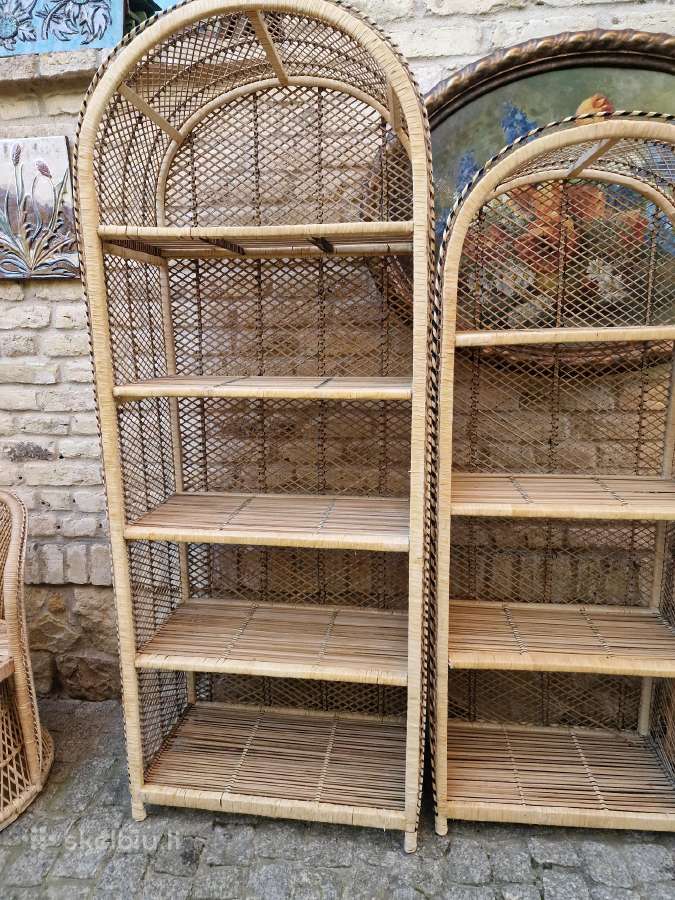 Vintažinės skelto bambuko rankų darbo etažerė - nuotraukos Nr. 21