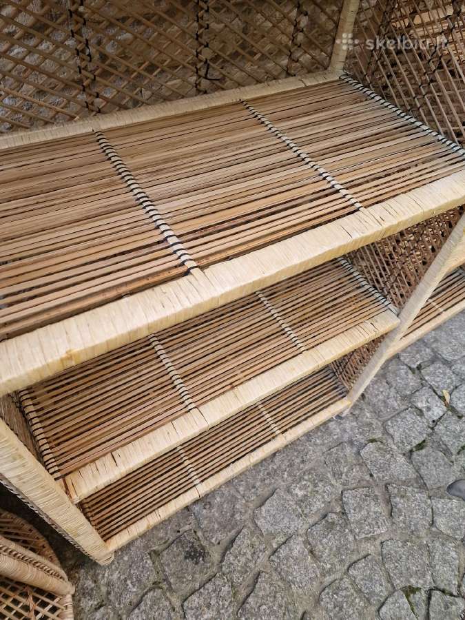 Vintažinės skelto bambuko rankų darbo etažerė - nuotraukos Nr. 22
