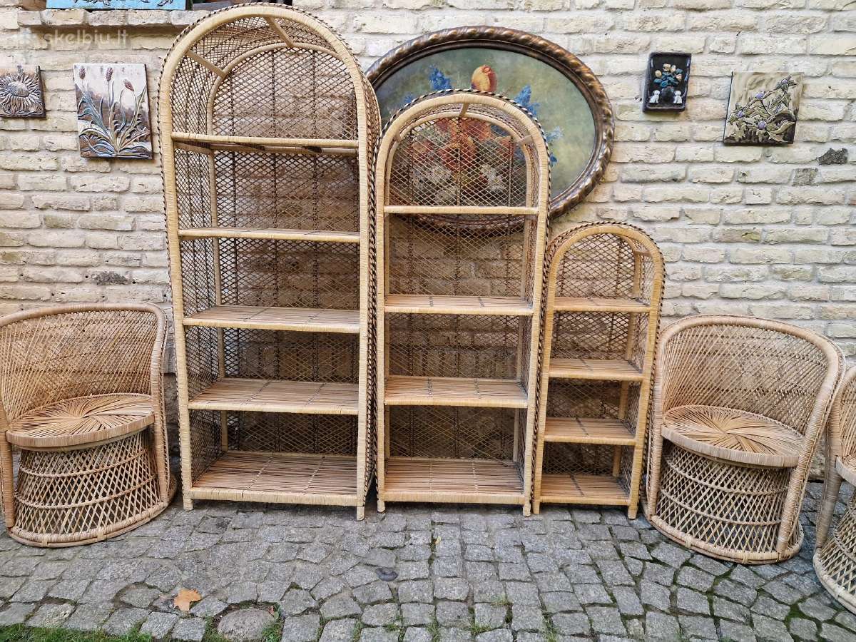 Vintažinės skelto bambuko rankų darbo etažerė - nuotraukos Nr. 23