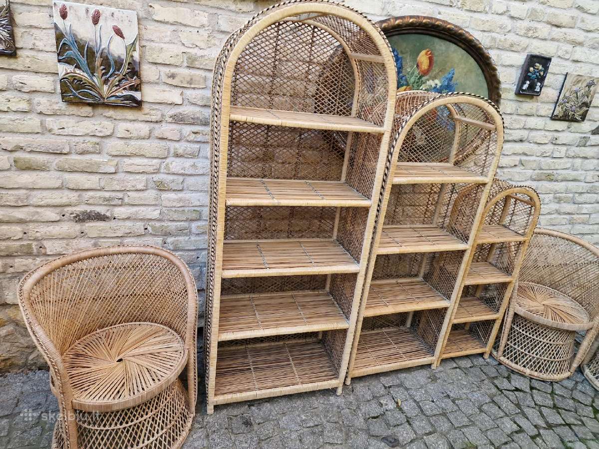 Vintažinės skelto bambuko rankų darbo etažerė - nuotraukos Nr. 25