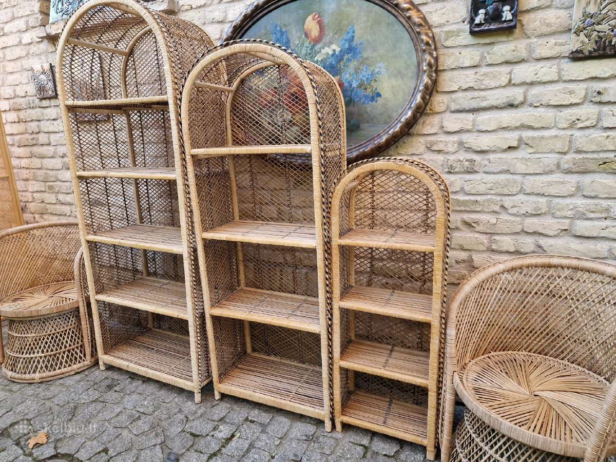 Vintažinės skelto bambuko rankų darbo etažerė - nuotraukos Nr. 26