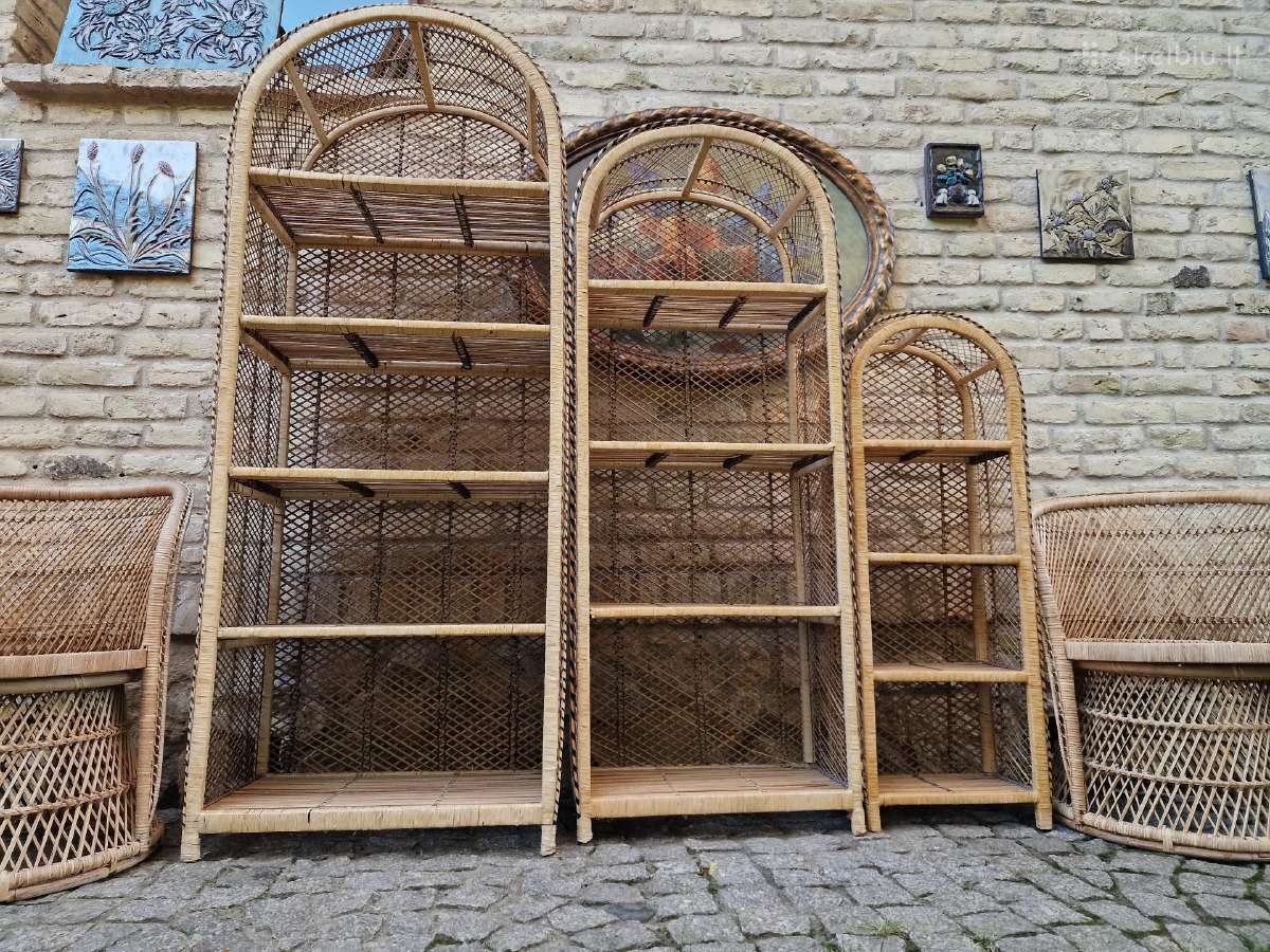 Vintažinės skelto bambuko rankų darbo etažerė - nuotraukos Nr. 28