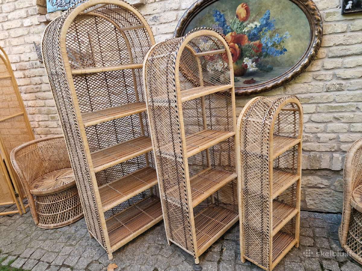Vintažinės skelto bambuko rankų darbo etažerė - nuotraukos Nr. 31