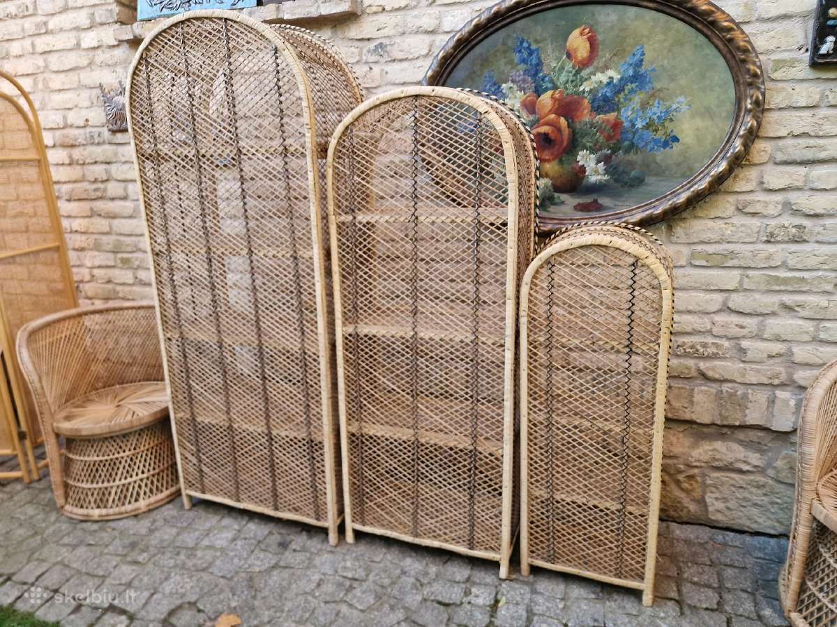 Vintažinės skelto bambuko rankų darbo etažerė - nuotraukos Nr. 32