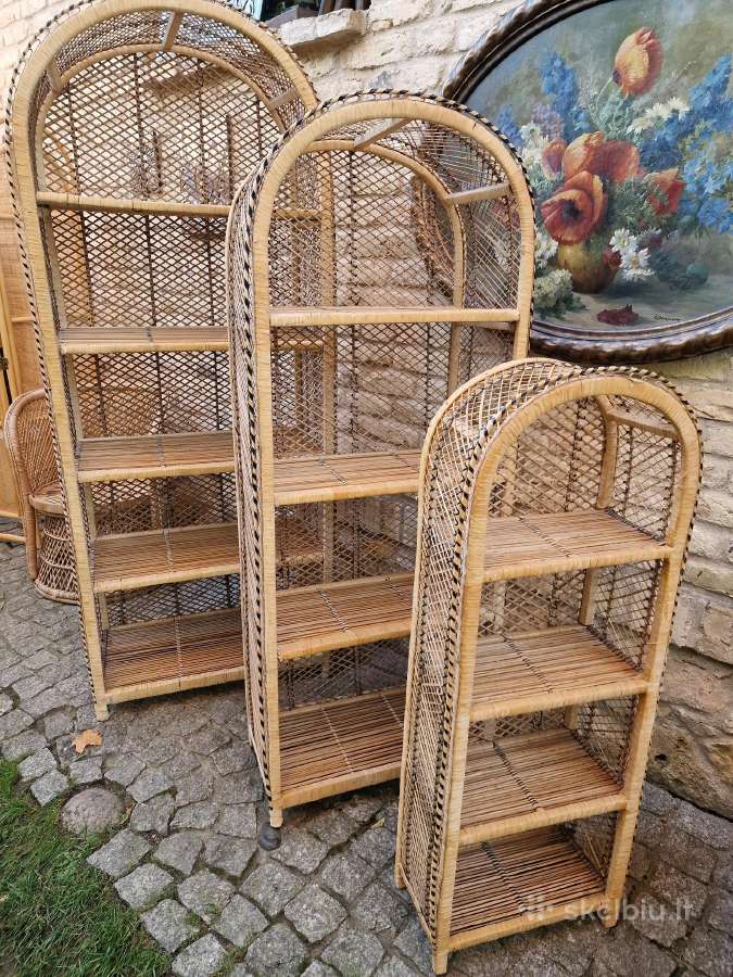 Vintažinės skelto bambuko rankų darbo etažerė - nuotraukos Nr. 33