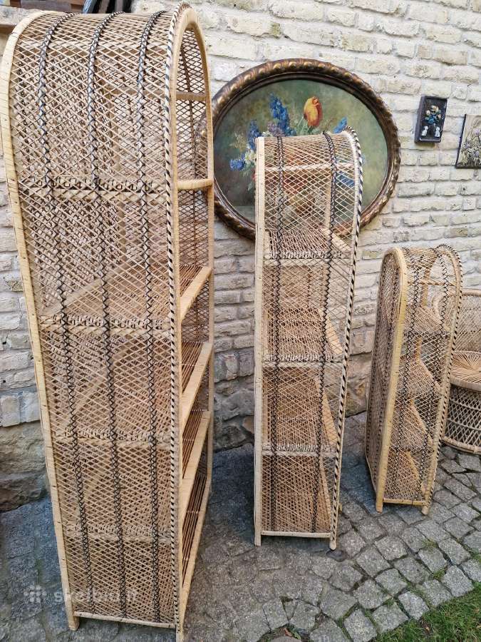 Vintažinės skelto bambuko rankų darbo etažerė - nuotraukos Nr. 34