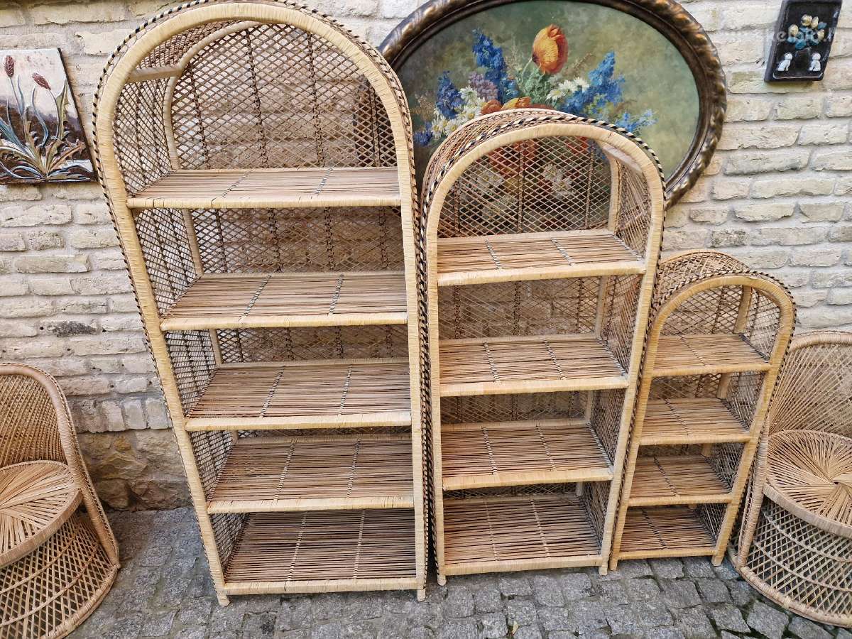 Vintažinės skelto bambuko rankų darbo etažerė - nuotraukos Nr. 35