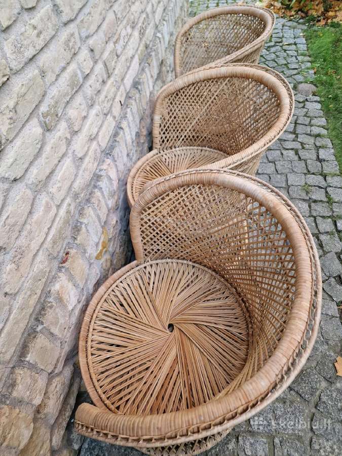 Vintažiniai rankų darbo skelto bambuko krėslai - nuotraukos Nr. 3