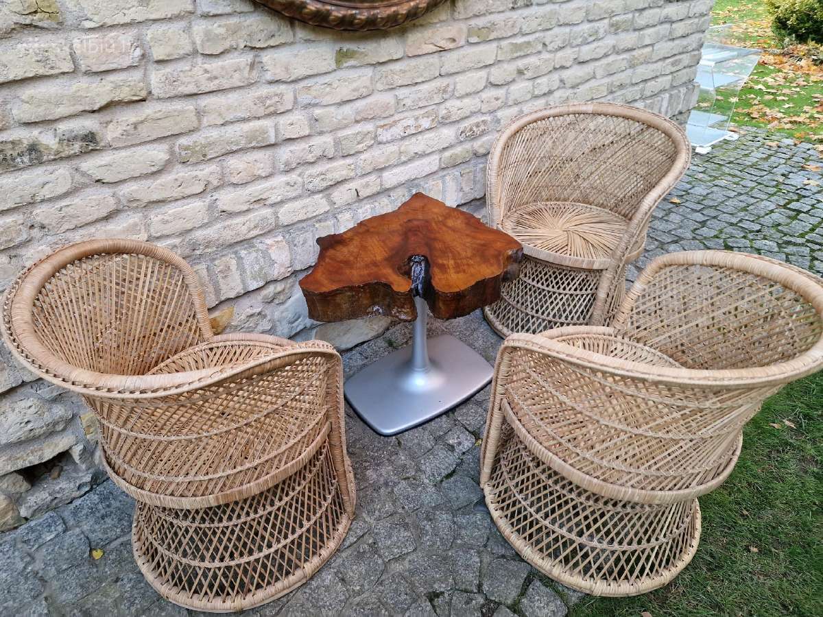 Vintažiniai rankų darbo skelto bambuko krėslai - nuotraukos Nr. 5